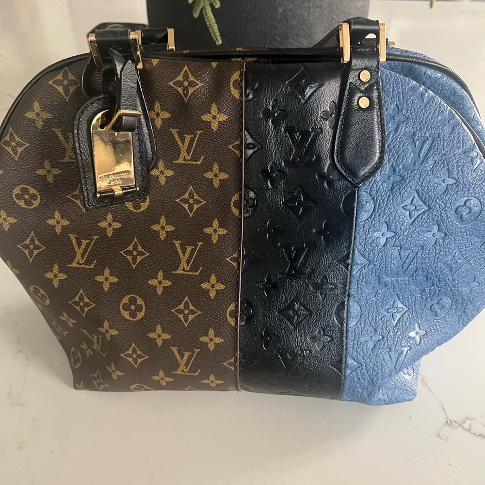 Louis Vuitton Monogram Satchel in Brown, Black, and Blue